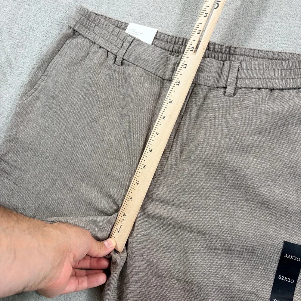 Banana Republic Athletic Fit Linen Blend Pants Men 32x27 in Taupe Tapered NWT